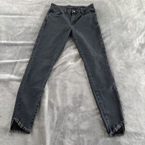 ALLSAINTS Miller 27 Skinny‎ Ankle Frayed Hem Dark Gray Wash Denim Women's Jeans